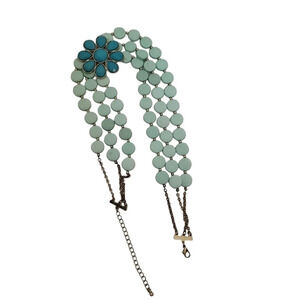 Turquoise Flower Flat Disk Statement Necklace